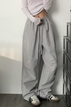 High-Waisted Loose Cargo Pants for Women - American Retro Spicy Girl Parachute Wide-Leg Sports Trousers