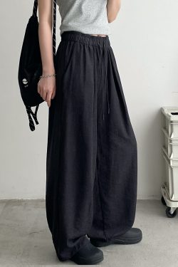 High-Waisted Loose Fit Sun Grapefruit Summer Wide-Leg Pants - Casual Straight-Leg Drape Design for Versatile Styling