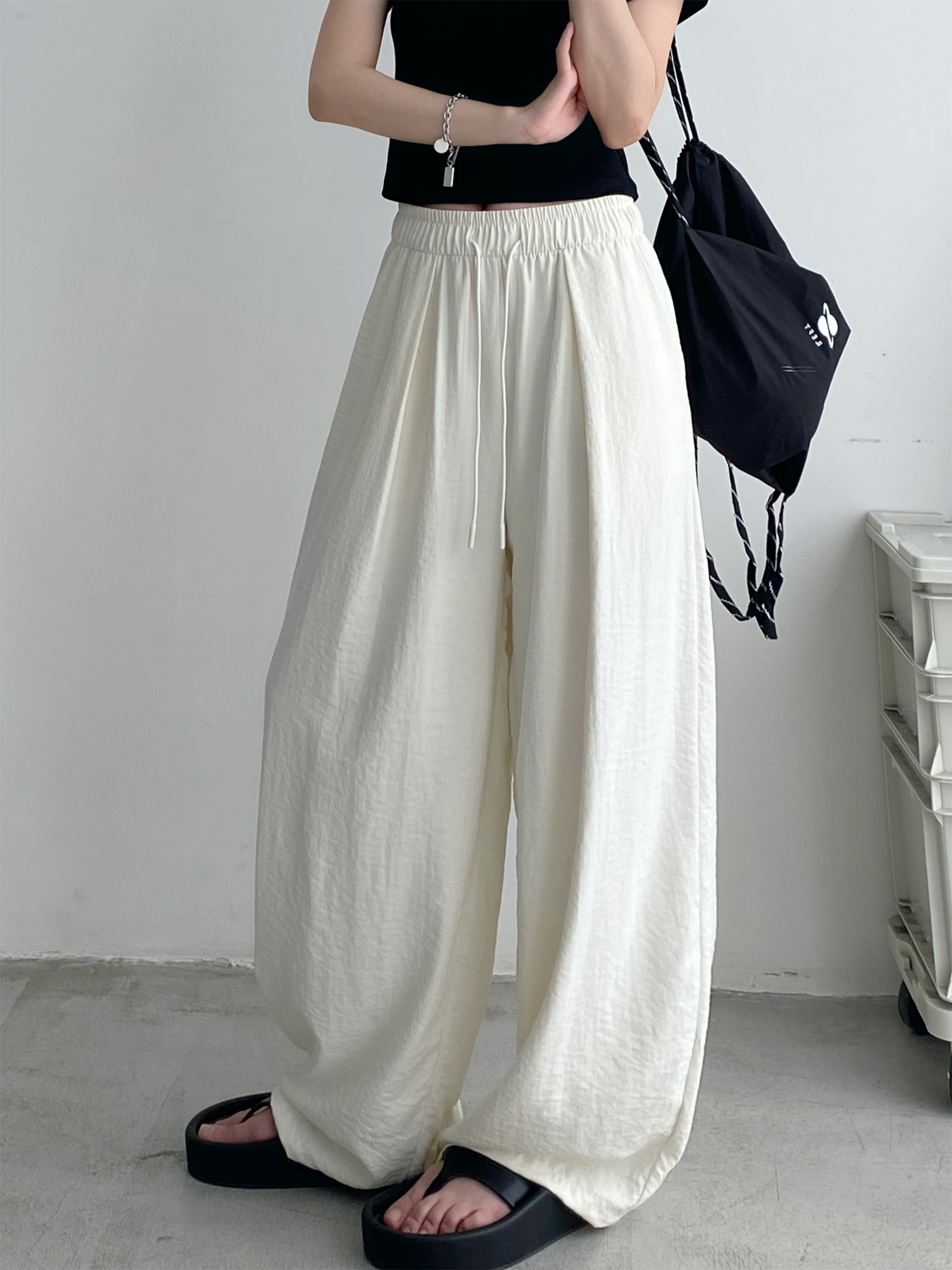 High-Waisted Loose Fit Sun Grapefruit Summer Wide-Leg Pants - Casual Straight-Leg Drape Design for Versatile Styling High-Waisted Loose Fit Sun Grapefruit Summer Wide-Leg Pants - Casual Straight-Leg Drape Design for Versatile Styling