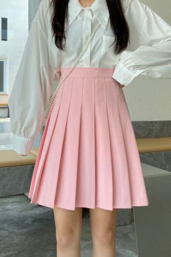 High-Waisted Pleated A-Line Skirt for Women - Mid-Length Plus Size, Flattering Curvy Fit, Spring Summer Fashion, Student-Friendly