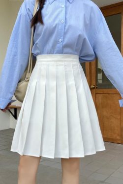 High-Waisted Pleated A-Line Skirt for Women - Mid-Length Plus Size, Flattering Curvy Fit, Spring Summer Fashion, Student-Friendly