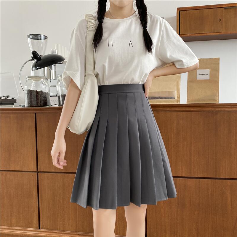 High-Waisted Pleated A-Line Skirt for Women - Mid-Length Plus Size, Flattering Curvy Fit, Spring Summer Fashion, Student-Friendly High-Waisted Pleated A-Line Skirt for Women - Mid-Length Plus Size, Flattering Curvy Fit, Spring Summer Fashion, Student-Friendly