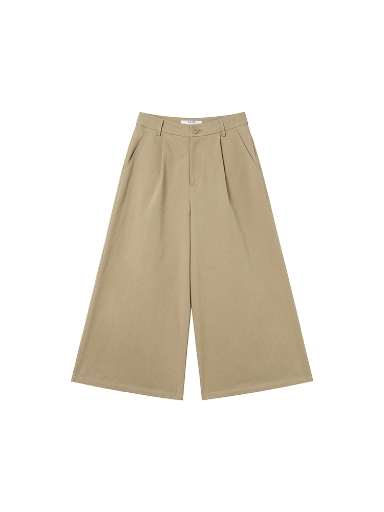 High-Waisted Pleated Casual Pants for Women - Summer 2025 Narrow-Edged Three-Quarter Wide-Leg Design High-Waisted Pleated Casual Pants for Women - Summer 2025 Narrow-Edged Three-Quarter Wide-Leg Design