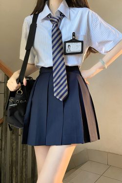 High-Waisted Pleated JK Uniform Skirt - Plaid and Solid Color Basic Style, Authentic Pudding Bear Inspired Design