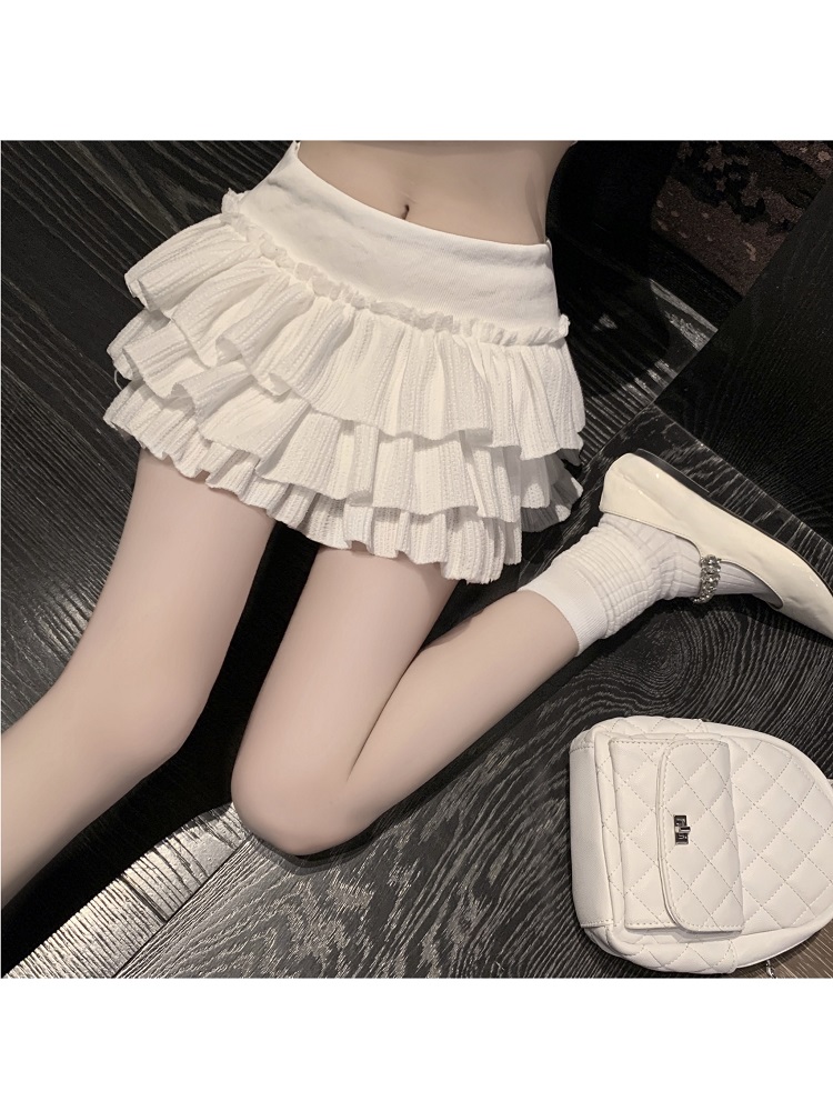 High-Waisted Pleated Short Skirt for Women - Slimming White Cake Skirt, Y2K Internet Celebrity Style High-Waisted Pleated Short Skirt for Women - Slimming White Cake Skirt, Y2K Internet Celebrity Style