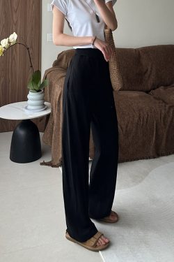High-Waisted Pure Cotton Banana Pants for Women - Summer Lightweight Breathable Loose-Fitting Long Trousers with Pockets