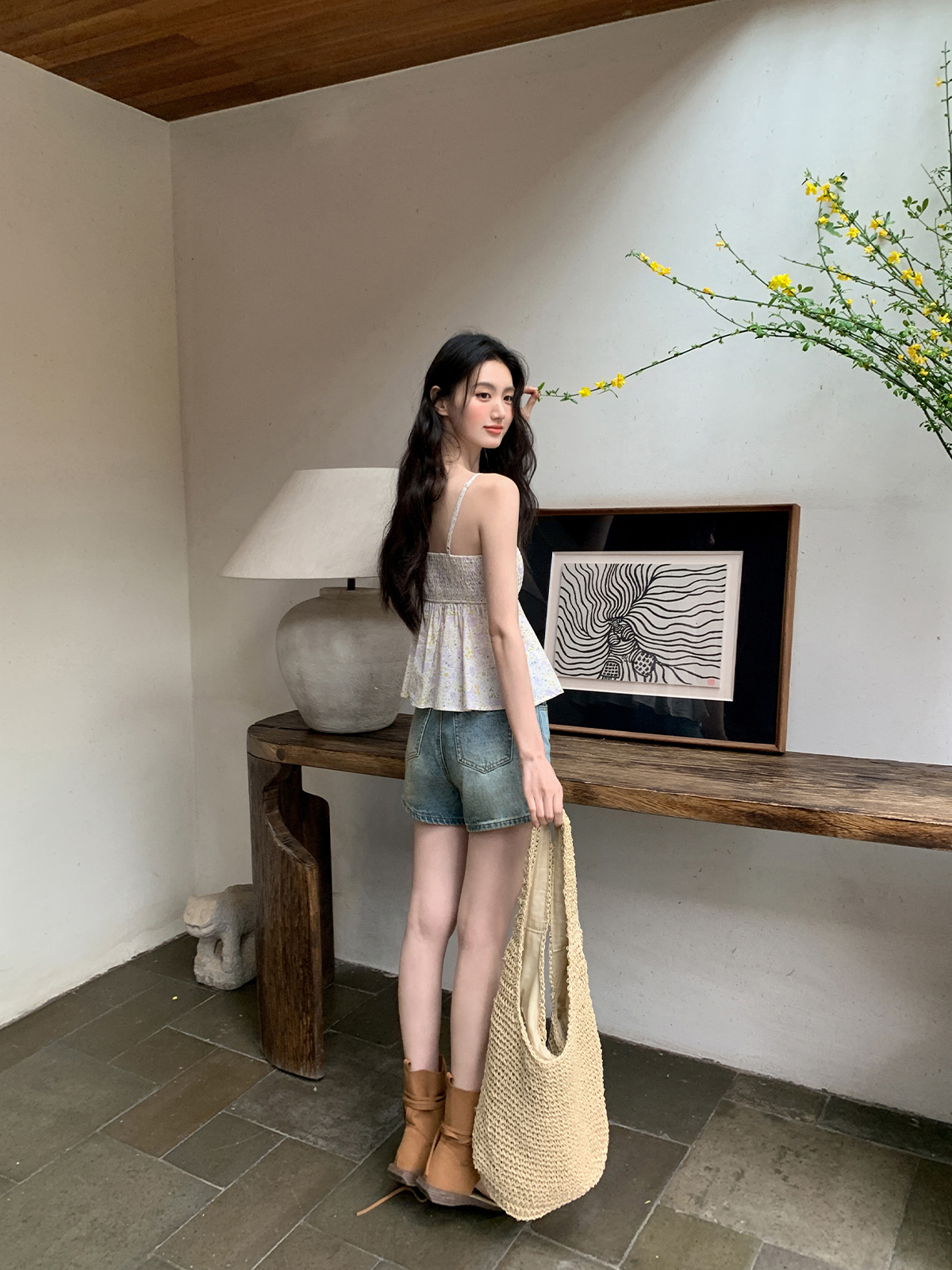 High-Waisted Retro Denim Shorts for Women - Casual Loose Slim Fit Summer Style - Petite Straight Cut Fashion 90s Trend High-Waisted Retro Denim Shorts for Women - Casual Loose Slim Fit Summer Style - Petite Straight Cut Fashion 90s Trend