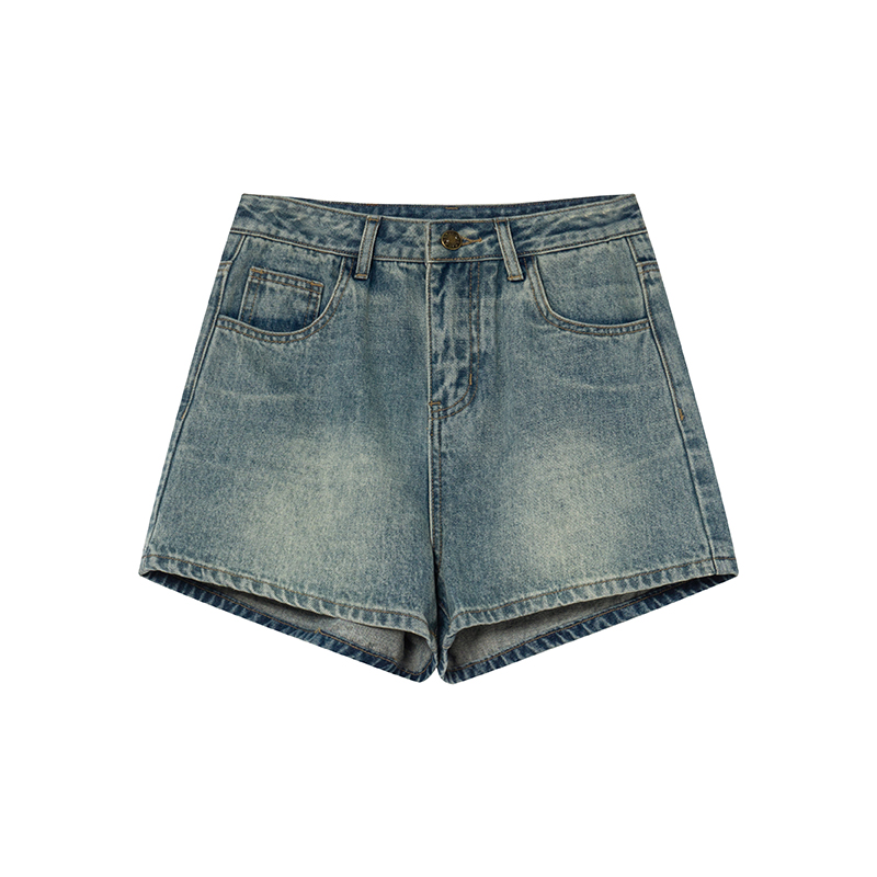 High-Waisted Retro Denim Shorts for Women - Casual Loose Slim Fit Summer Style - Petite Straight Cut Fashion 90s Trend High-Waisted Retro Denim Shorts for Women - Casual Loose Slim Fit Summer Style - Petite Straight Cut Fashion 90s Trend
