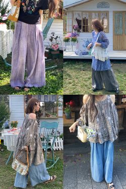 High-Waisted Retro Tie-Dye Casual Pants for Women - Vintage Inspired Loose Wide-Leg Spring Fashion