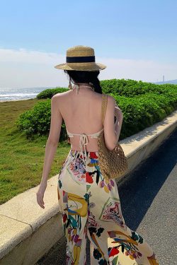 High-Waisted Split Wide-Leg Beach Pants for Women - Lightweight Sun-Protective Chiffon Vacation Trousers, Loose Draped Style