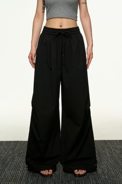 High-Waisted Vintage Pleated Cargo Pants for Women - Summer Loose Straight Wide-Leg Trousers, American-Style Floor-Length Fashion