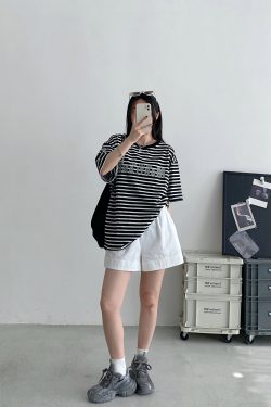 High-Waisted White Casual Shorts for Women - Minimalist Loose Elastic Waist, Slimming Sun Grapefruit Style, Versatile Summer Fashion