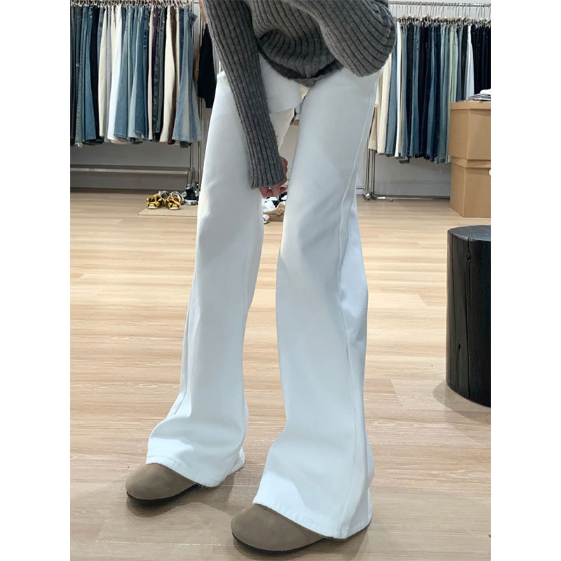 High-Waisted White Flared Pants for Women - Petite & Plus Size Slimming Straight-Leg Bell-Bottoms, Trendy Y2K Style High-Waisted White Flared Pants for Women - Petite & Plus Size Slimming Straight-Leg Bell-Bottoms, Trendy Y2K Style