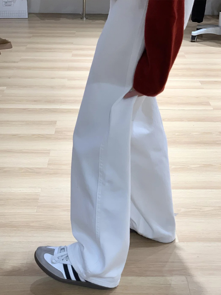 High-Waisted White Straight-Leg Loose Jeans for Women, Plus Size, Flattering Wide-Leg Style, 2025 Trendy Fashion High-Waisted White Straight-Leg Loose Jeans for Women, Plus Size, Flattering Wide-Leg Style, 2025 Trendy Fashion