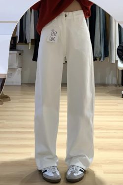 High-Waisted White Straight-Leg Loose Jeans for Women, Plus Size, Flattering Wide-Leg Style, 2025 Trendy Fashion