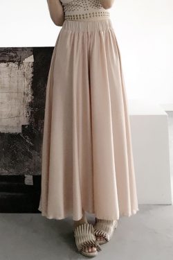 High-Waisted Wide-Leg Satin Casual Pants for Women - Elastic Waist, Vacation Chiffon Beach Style Trousers, Perfect for Summer Outfits