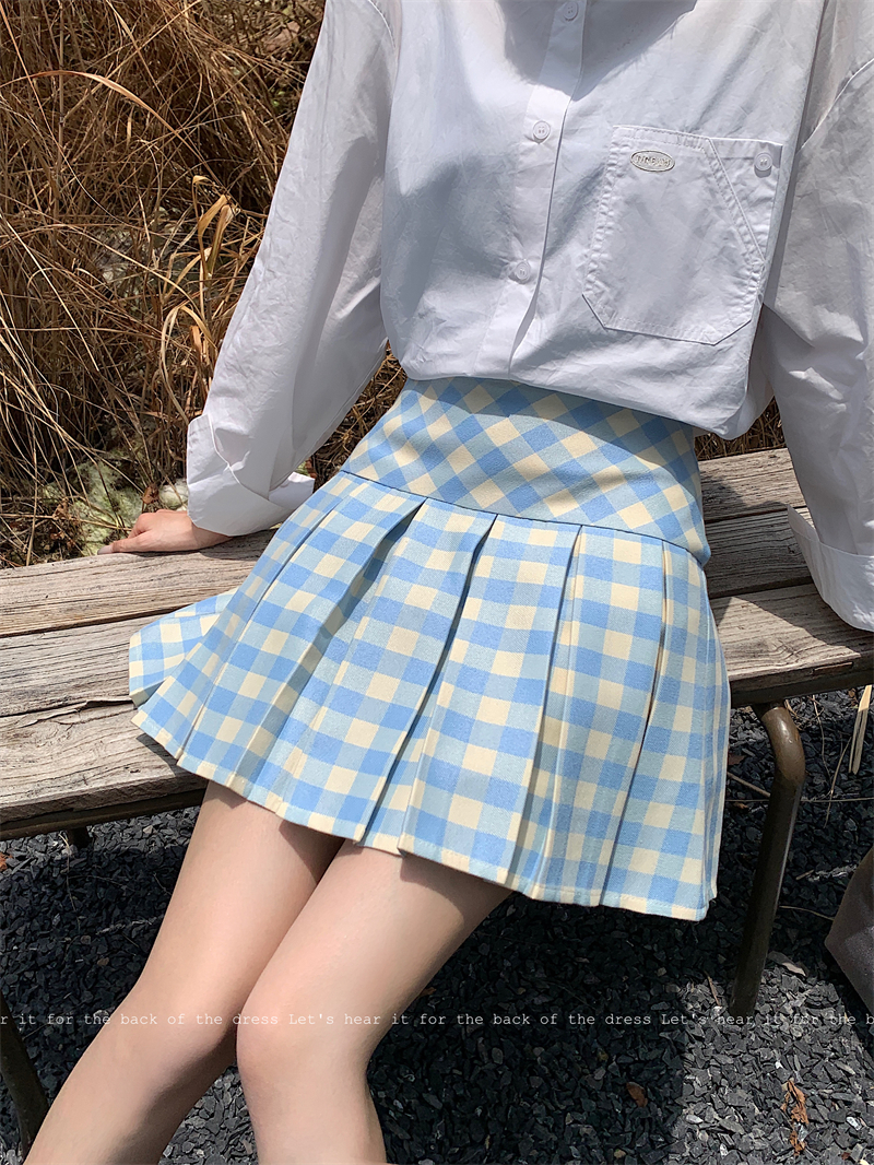 High-Waisted Yellow Plaid Pleated Skirt for Women - Slimming Checkered A-Line Half Skirt in JK Style for Petite Fashion High-Waisted Yellow Plaid Pleated Skirt for Women - Slimming Checkered A-Line Half Skirt in JK Style for Petite Fashion