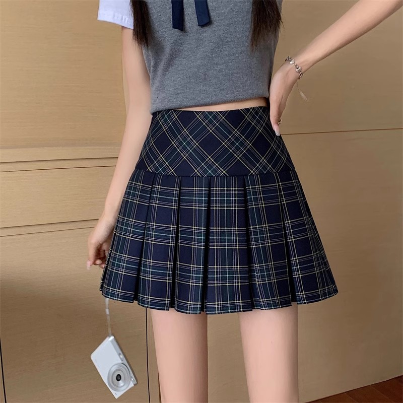 High-Waisted Yellow Plaid Pleated Skirt for Women - Slimming Checkered A-Line Half Skirt in JK Style for Petite Fashion High-Waisted Yellow Plaid Pleated Skirt for Women - Slimming Checkered A-Line Half Skirt in JK Style for Petite Fashion