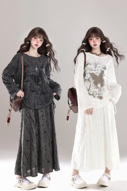 Holey Relaxed Long-Sleeve T-shirt for Women - Wasteland Style Spring Chic Sun Protection Loose Cover-Up Top