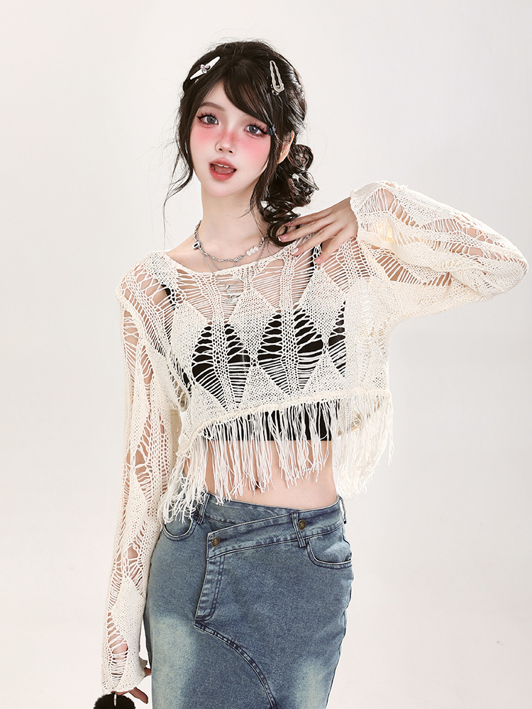 Hollow Knit Top for Women - Summer Casual Loose Short Sleeve Sun Protection Cover-Up Shirt, Versatile Lightweight Fashion Hollow Knit Top for Women - Summer Casual Loose Short Sleeve Sun Protection Cover-Up Shirt, Versatile Lightweight Fashion