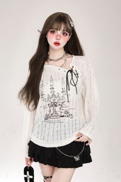 Hollow Long Sleeve Top for Women - Spicy Girl Printed Sun Protection Cover-Up - Trendy Summer 2024 Fashion