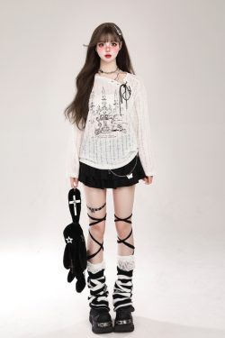 Hollow Long Sleeve Top for Women - Spicy Girl Printed Sun Protection Cover-Up - Trendy Summer 2024 Fashion