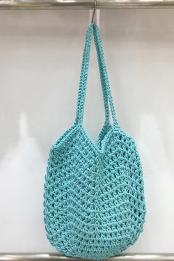 Hollow Mesh Hand-Crocheted Tote Bag – Fashionable Summer Fishing Net Shoulder Bag for Women