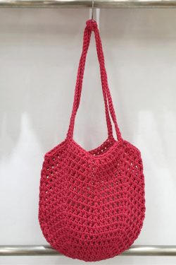 Hollow Mesh Hand-Crocheted Tote Bag – Fashionable Summer Fishing Net Shoulder Bag for Women