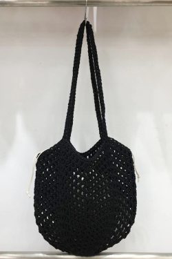Hollow Mesh Hand-Crocheted Tote Bag – Fashionable Summer Fishing Net Shoulder Bag for Women