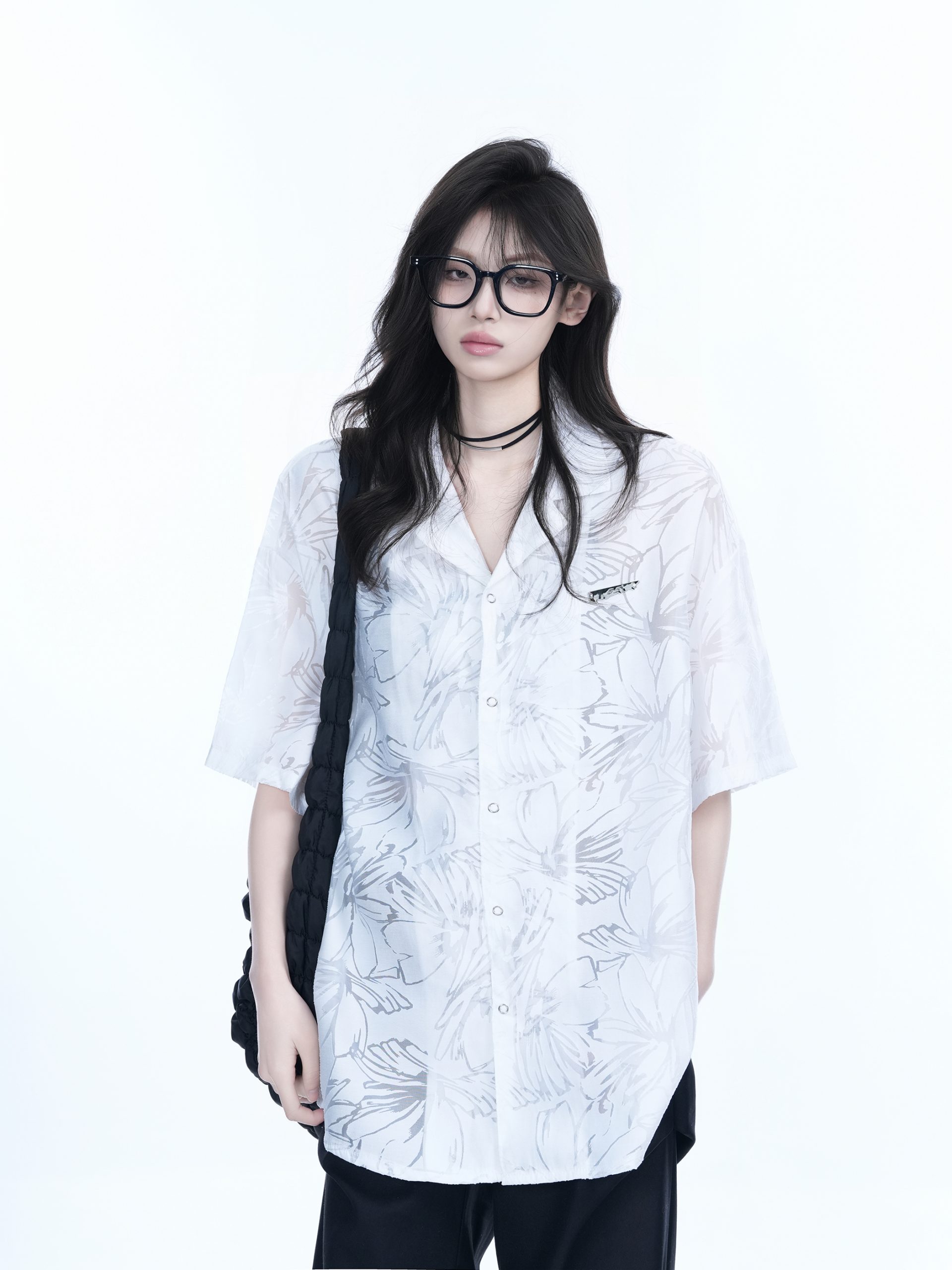 Hollow Semi-Transparent Short Sleeve Shirt for Women - National Trend Lightweight Loose Blouse for Summer, Y2K Style Hollow Semi-Transparent Short Sleeve Shirt for Women - National Trend Lightweight Loose Blouse for Summer, Y2K Style