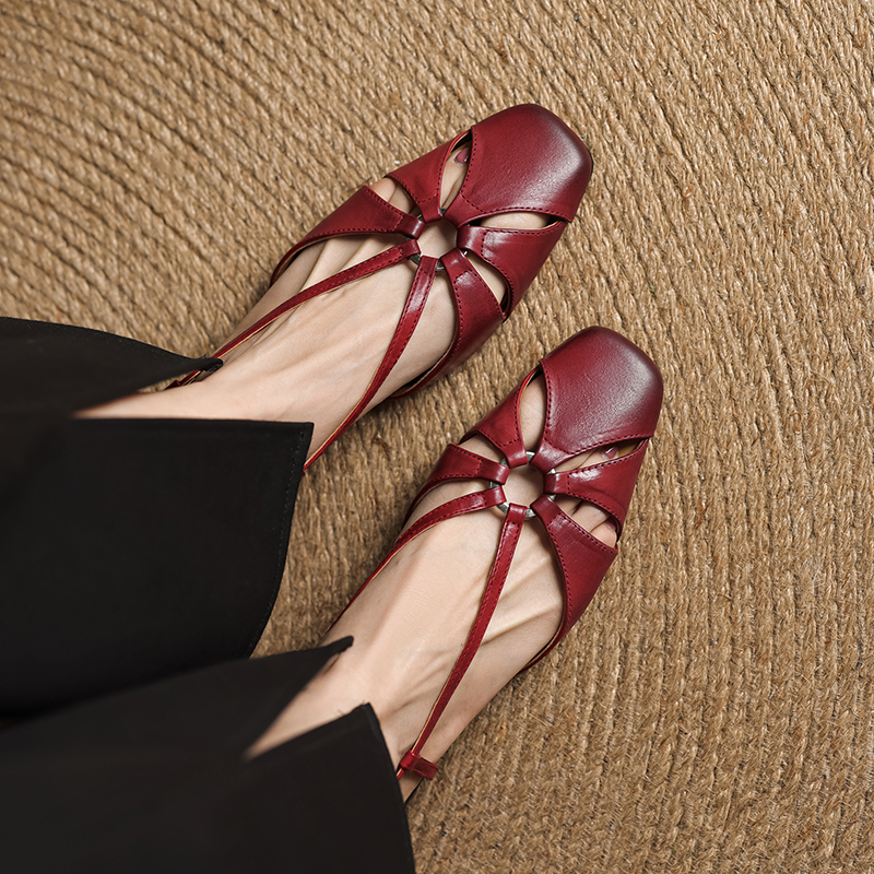 Hollow Slim Genuine Leather Open-Toe Sandals for Women - Sweet Artistic Fashion, Spring/Summer 2023, Trendy Y2K Style Hollow Slim Genuine Leather Open-Toe Sandals for Women - Sweet Artistic Fashion, Spring/Summer 2023, Trendy Y2K Style