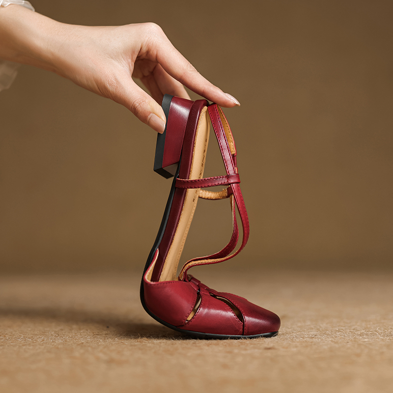 Hollow Slim Genuine Leather Open-Toe Sandals for Women - Sweet Artistic Fashion, Spring/Summer 2023, Trendy Y2K Style Hollow Slim Genuine Leather Open-Toe Sandals for Women - Sweet Artistic Fashion, Spring/Summer 2023, Trendy Y2K Style