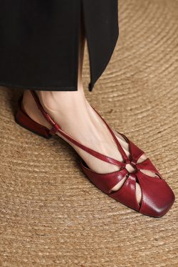 Hollow Slim Genuine Leather Open-Toe Sandals for Women - Sweet Artistic Fashion, Spring/Summer 2023, Trendy Y2K Style