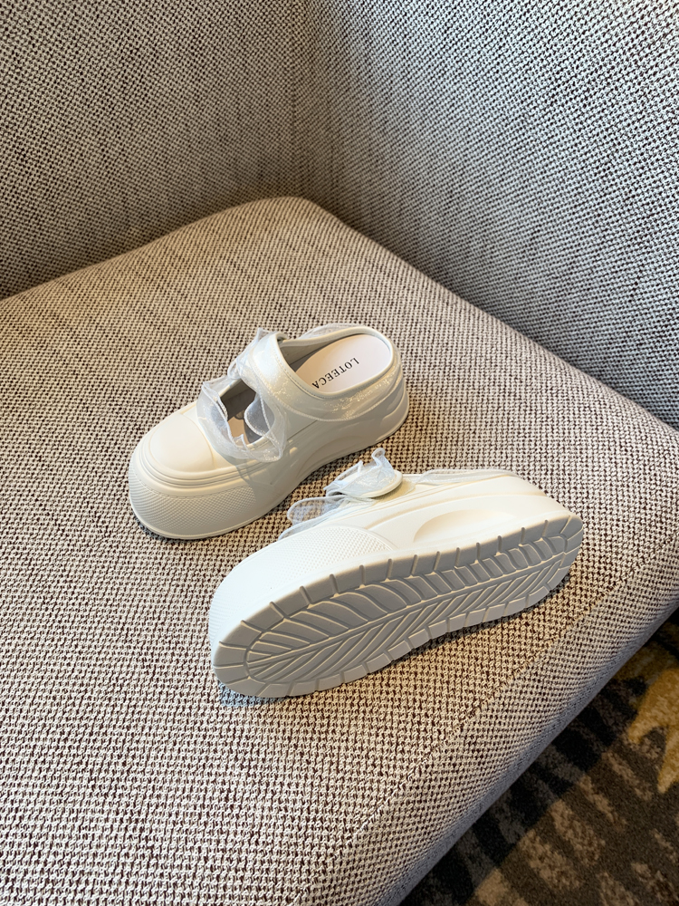 Hollow Thick Sole Baotou Half Slippers for Women - Velcro Height-Increasing Casual Summer Footwear 2025 Style Hollow Thick Sole Baotou Half Slippers for Women - Velcro Height-Increasing Casual Summer Footwear 2025 Style