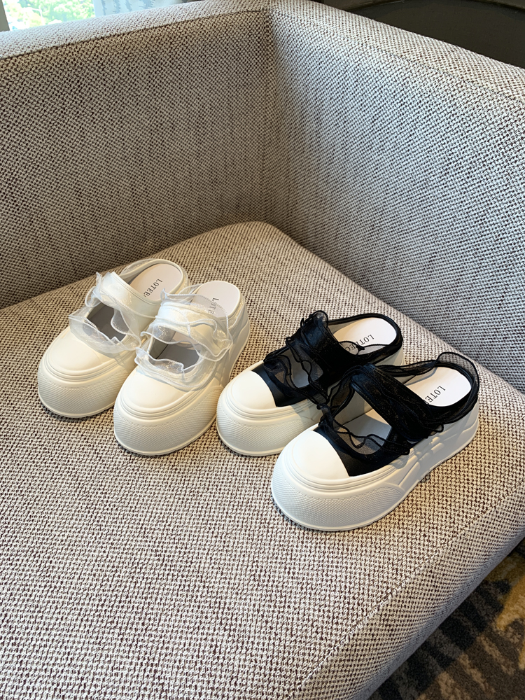 Hollow Thick Sole Baotou Half Slippers for Women - Velcro Height-Increasing Casual Summer Footwear 2025 Style Hollow Thick Sole Baotou Half Slippers for Women - Velcro Height-Increasing Casual Summer Footwear 2025 Style