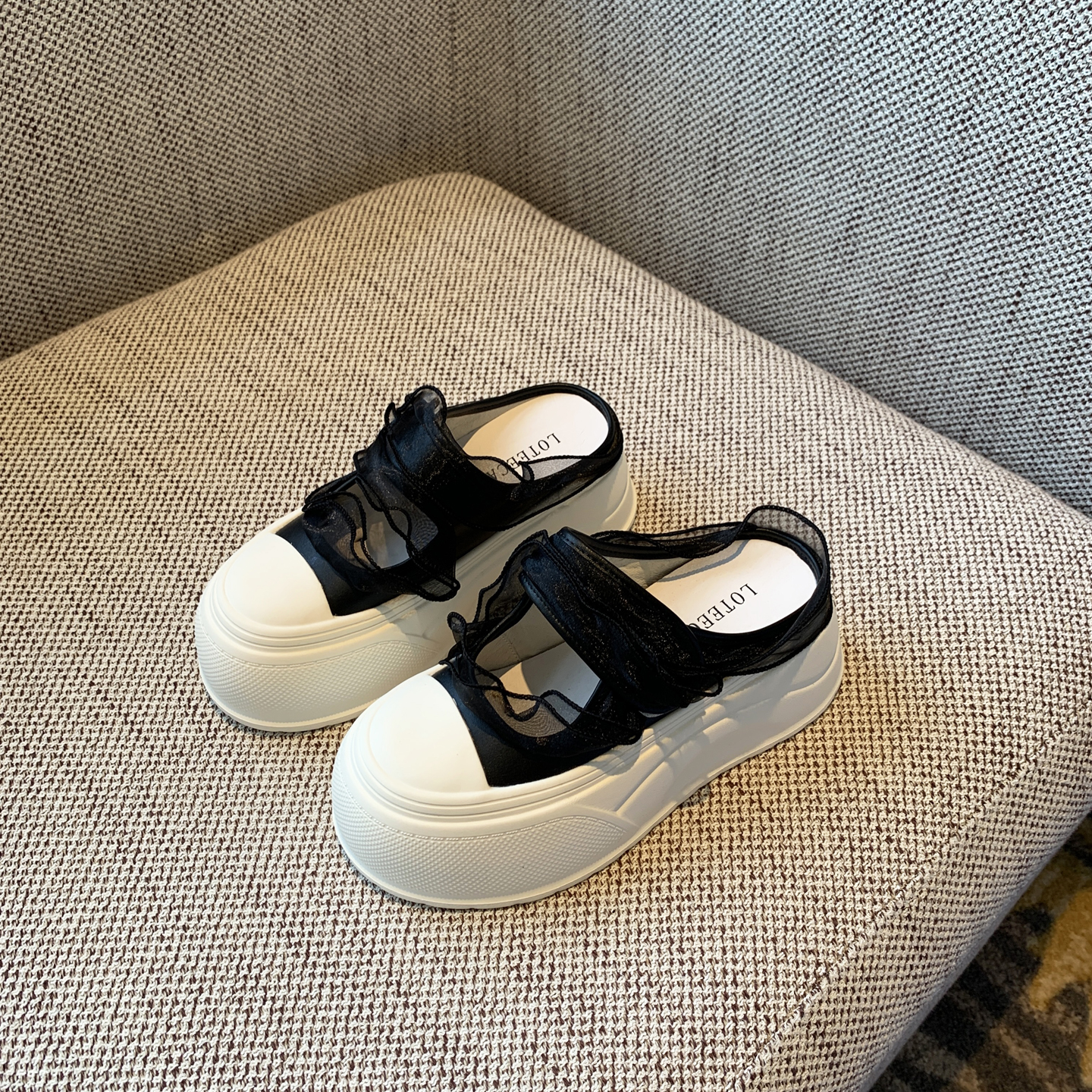 Hollow Thick Sole Baotou Half Slippers for Women - Velcro Height-Increasing Casual Summer Footwear 2025 Style Hollow Thick Sole Baotou Half Slippers for Women - Velcro Height-Increasing Casual Summer Footwear 2025 Style