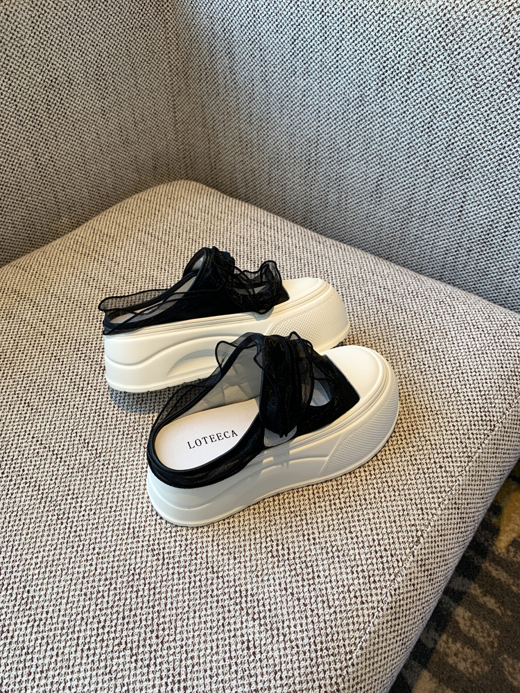 Hollow Thick Sole Baotou Half Slippers for Women - Velcro Height-Increasing Casual Summer Footwear 2025 Style Hollow Thick Sole Baotou Half Slippers for Women - Velcro Height-Increasing Casual Summer Footwear 2025 Style