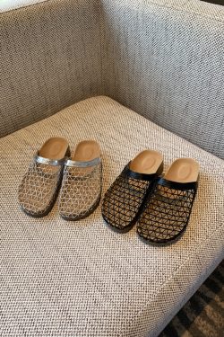 Hollow Thick-Soled Slip-On Sandals for Women - Fishing Net Bag Head, Summer 2025 Outdoor Style