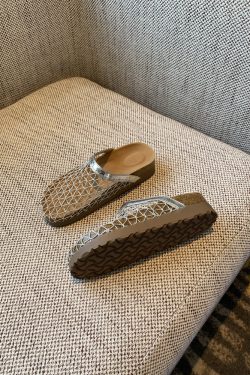 Hollow Thick-Soled Slip-On Sandals for Women - Fishing Net Bag Head, Summer 2025 Outdoor Style