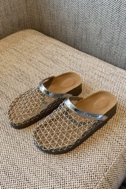 Hollow Thick-Soled Slip-On Sandals for Women - Fishing Net Bag Head, Summer 2025 Outdoor Style