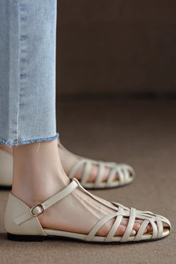 Hollow Woven Flat Roman Sandals for Women - Retro Summer Baotou Style, Italian Corso Venezia Inspired