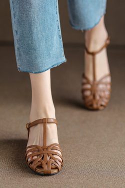 Hollow Woven Flat Roman Sandals for Women - Retro Summer Baotou Style, Italian Corso Venezia Inspired