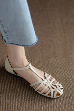 Hollow Woven Flat Roman Sandals for Women - Retro Summer Baotou Style, Italian Corso Venezia Inspired