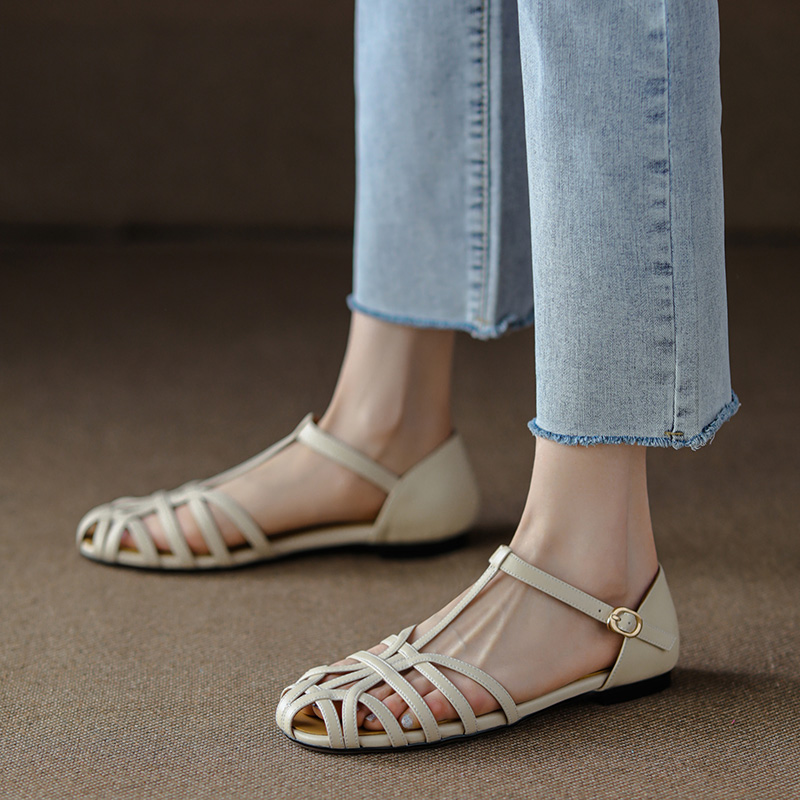 Hollow Woven Flat Roman Sandals for Women - Retro Summer Baotou Style, Italian Corso Venezia Inspired Hollow Woven Flat Roman Sandals for Women - Retro Summer Baotou Style, Italian Corso Venezia Inspired