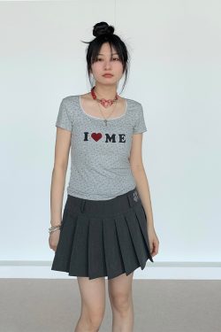 I Love Me Heart Velvet Lace Trim Top with Floral Short Sleeves - Summer Casual Style for Girls