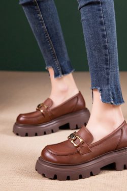 Italian Cowhide Soft-Soled Retro Leisure Shoes for Women - Comfortable Non-Tiring Design, Perfect for Everyday Style