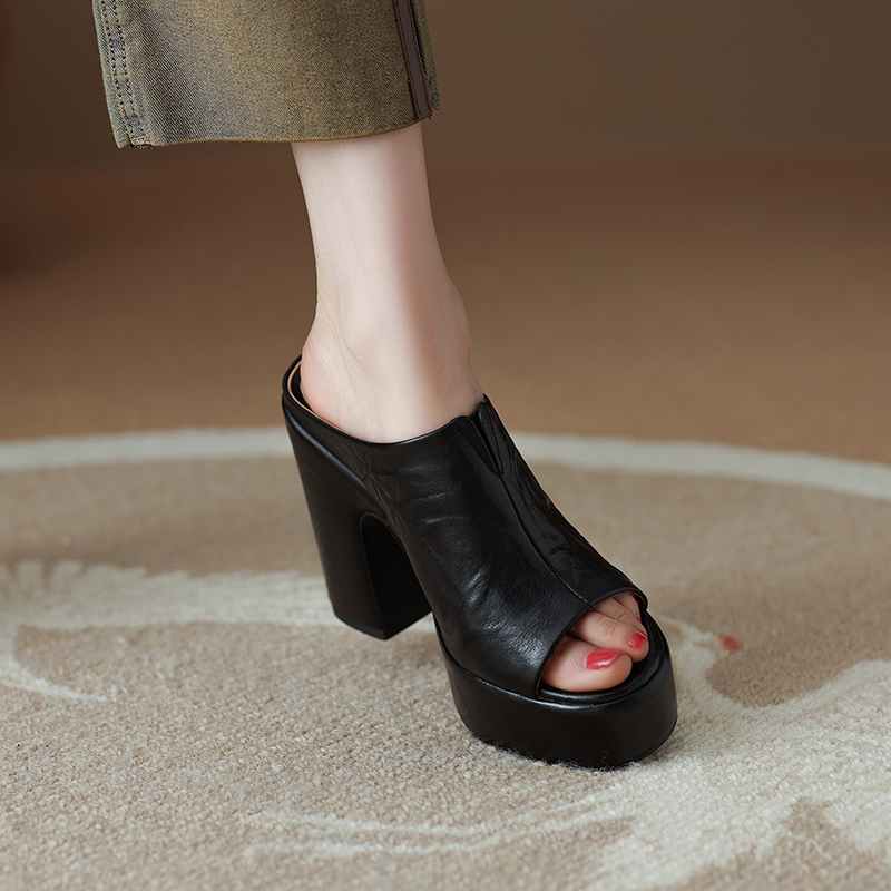 Italian-Style 12.5 cm Soft-Soled Non-Fatigue Sandals in Premium Hand-Grabbed Cowhide - Comfortable Summer Footwear Italian-Style 12.5 cm Soft-Soled Non-Fatigue Sandals in Premium Hand-Grabbed Cowhide - Comfortable Summer Footwear