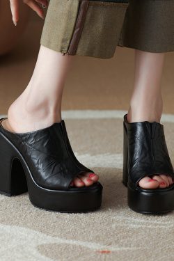 Italian-Style 12.5 cm Soft-Soled Non-Fatigue Sandals in Premium Hand-Grabbed Cowhide - Comfortable Summer Footwear