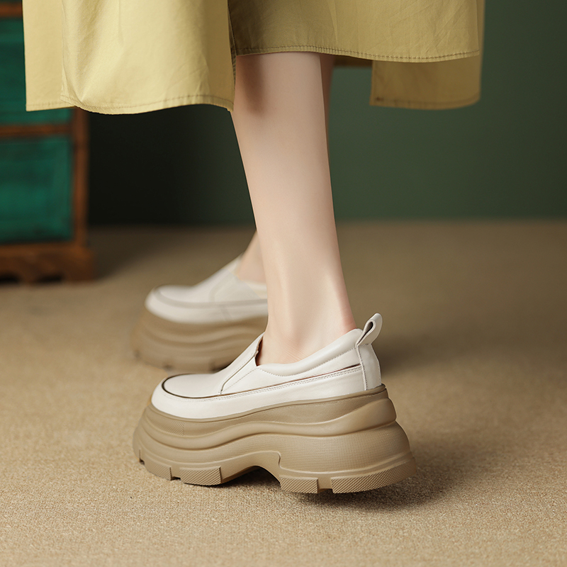 Italian-Style 8cm Soft Sole Genuine Leather Casual Thick-Soled Shoes for Ultimate Comfort Italian-Style 8cm Soft Sole Genuine Leather Casual Thick-Soled Shoes for Ultimate Comfort