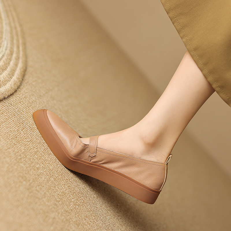 Italian-Style All-Leather Pointed Toe Flat One-Strap Shoes - 2.5 cm Soft Sole for Ultimate Comfort Italian-Style All-Leather Pointed Toe Flat One-Strap Shoes - 2.5 cm Soft Sole for Ultimate Comfort